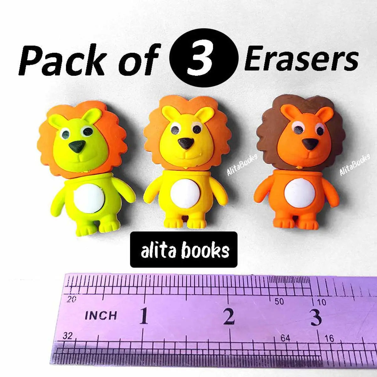 Pack of 3 Lion - Erasers