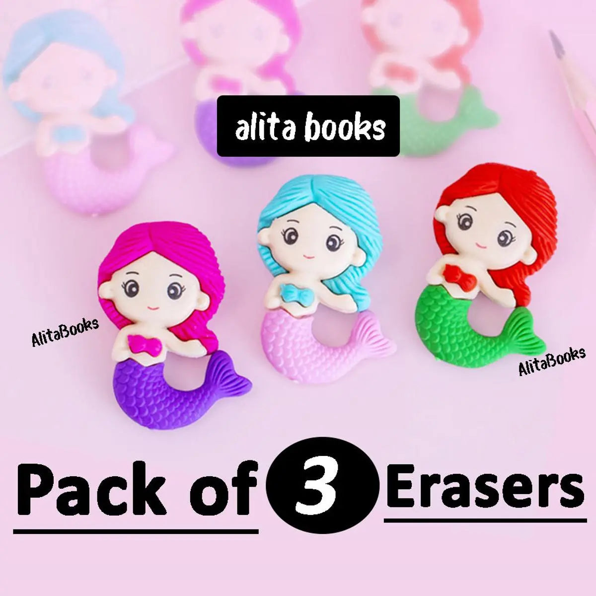 Pack of 3 Mermaid - Erasers