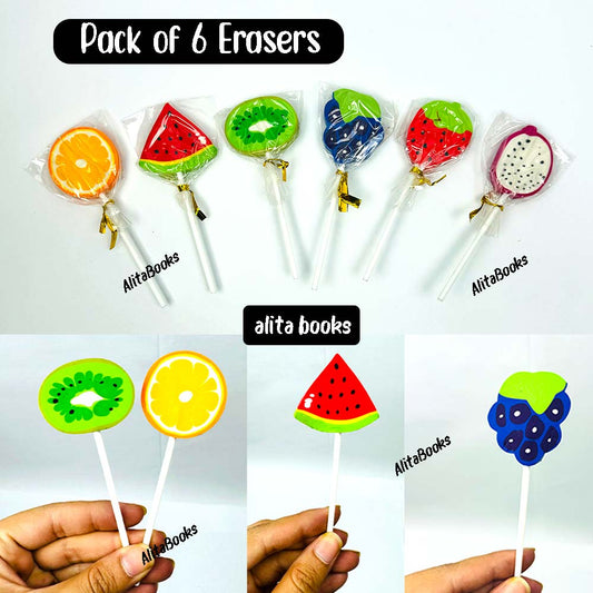 Pack of 6 Lollipop Erasers